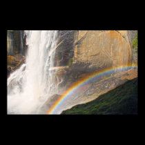 Rainbow in front of waterfall posters