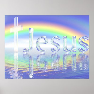 jesus cross images. Rainbow Jesus Cross Print by