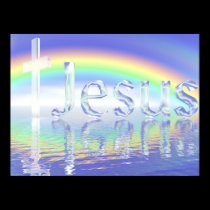 Rainbow Jesus Cross posters