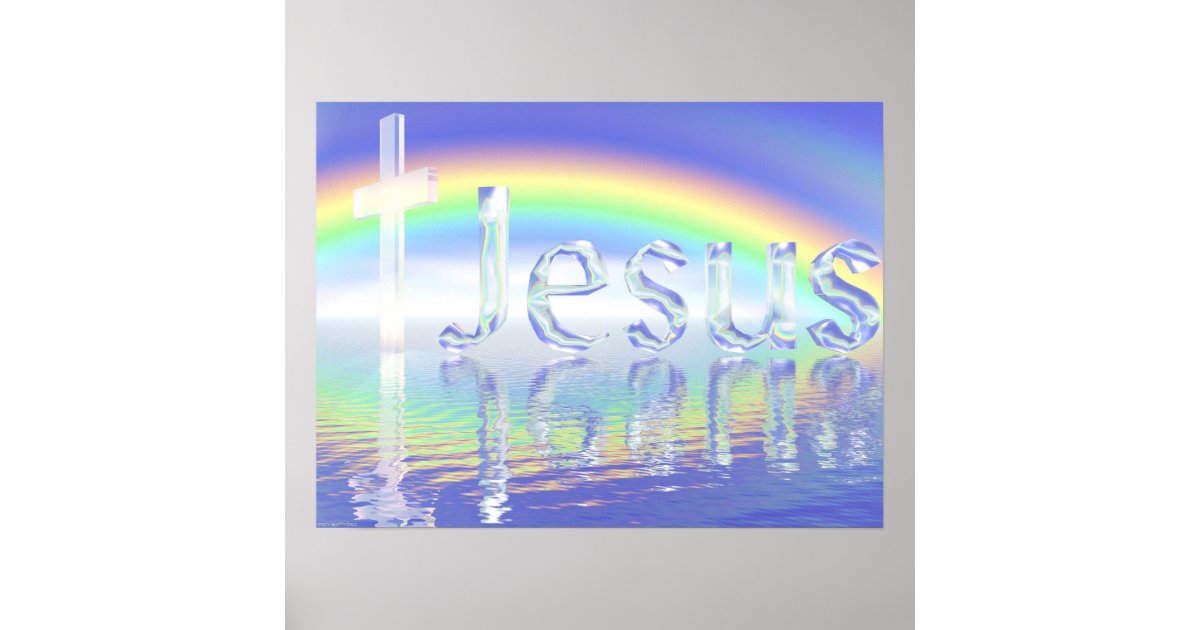 Rainbow Jesus Cross Poster Zazzle