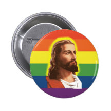 Rainbow-Jesus Pinback Button