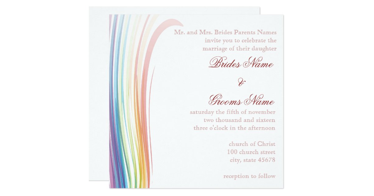 Rainbow Joy Wedding Invitation Zazzle
