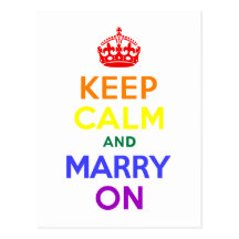 Rainbow Keep Calm and Marry On Post Card