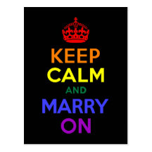Rainbow Keep Calm and Marry On Post Cards