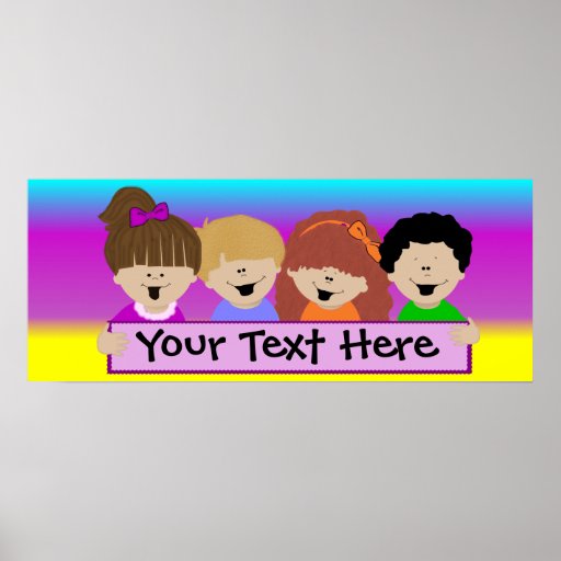 Rainbow Kids Daycare Banner Poster | Zazzle