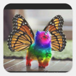 Rainbow kitten unicorn butterfly square sticker