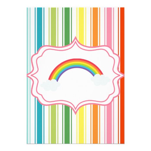 Rainbow Large wide STripe Modern Birthday Invite
