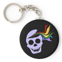 Rainbow Lavender Skull Keychain