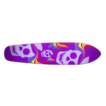Rainbow Lavender Skull Skateboard