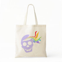 Rainbow Lavender Skull Tote Bags