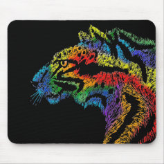 Rainbow leopard black mousepad (horizontal)