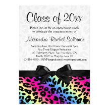 Rainbow Leopard Bow Graduation/Party Invitation