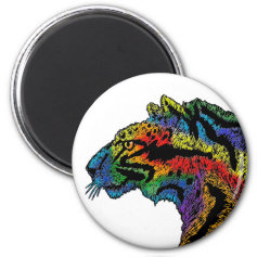 Rainbow leopard (white) circular magnet