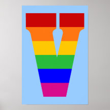 Rainbow Letter V Posters