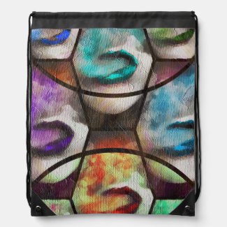 Rainbow Lips Smoke Cinch Bag