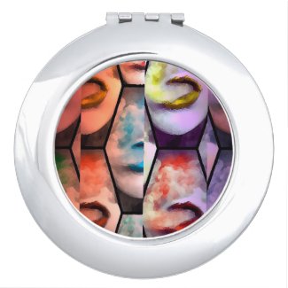 Rainbow Lips Smoke Vape Abstract Makeup Mirror