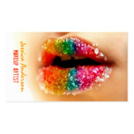 Rainbow Lipstick Makeup Artist Business Card
