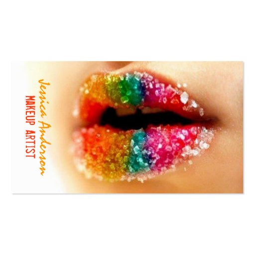 Rainbow Lipstick Makeup Artist Business Card (front side)