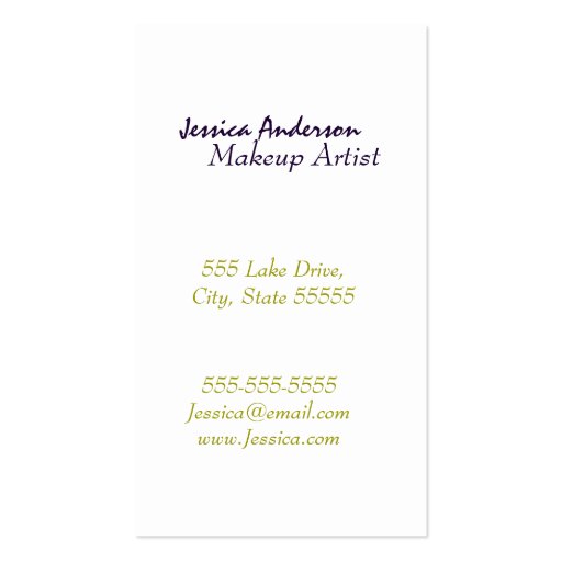 Rainbow Lipstick Makeup Artist Business Card (back side)