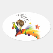 Rainbow Llama Oval Sticker