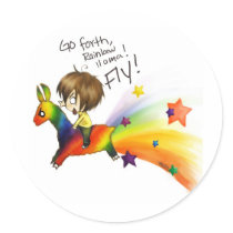 Rainbow Llama Round Stickers