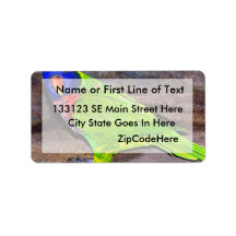 Rainbow Lorikeet parrot on rock wall, side view Personalized Address Label