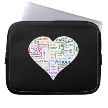 Rainbow Love Heart Typography Computer Sleeve