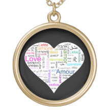 Rainbow Love Heart Typography Necklace