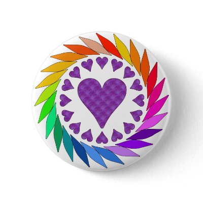 Rainbow Love Hearts Pinback Button by orsobear
