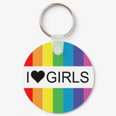 rainbow love. i heart girls. keychains by chromatosis