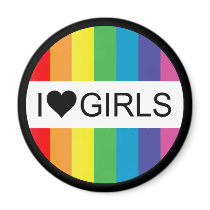 rainbow love. i heart girls. magnets