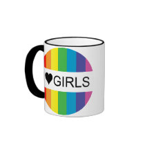 rainbow love. i heart girls. mugs