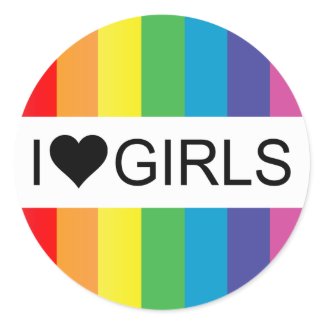 rainbow love. i heart girls. sticker