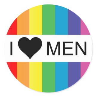 rainbow love. i heart men. sticker