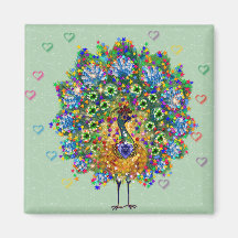 Rainbow Love Peacock Fridge Magnets
