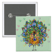 Rainbow Love Peacock Pin