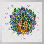 Rainbow Love Peacock Posters