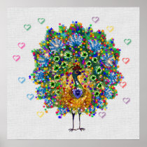 Rainbow Love Peacock Posters