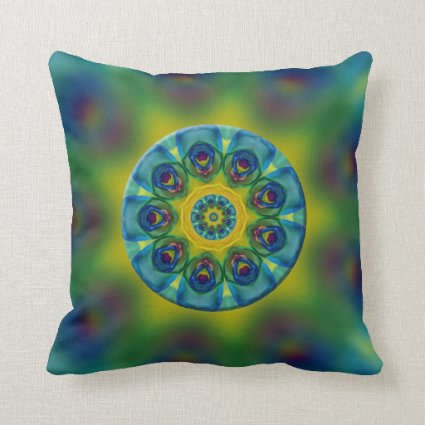 Rainbow Mandala Fractal Art Pillows