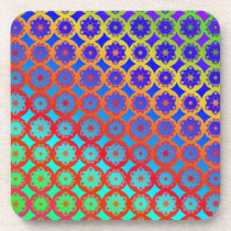 Rainbow Mandala Fractal Pattern Drink Coasters