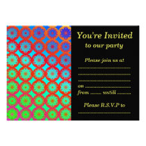 Rainbow Mandala Fractal Pattern Party Invitation