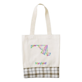 Rainbow Maryland map Zazzle HEART Tote Bag