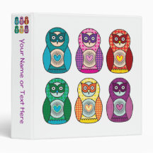Rainbow Matryoshka Owls Binders