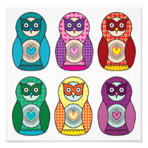Rainbow Matryoshka Owls Poster Photo Art
