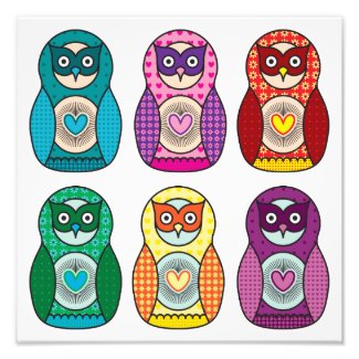 Rainbow Matryoshka Owls Poster zazzle_photoenlargement