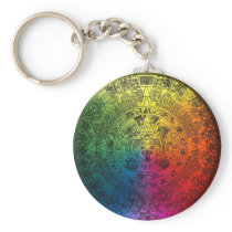 Rainbow Mayan Calendar Keychain