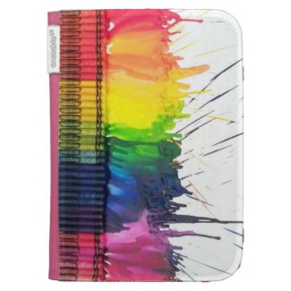 Rainbow melted crayon art Kindle caseable folio