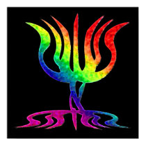 Rainbow Menorah Poster