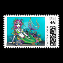 Rainbow Mermaid Lyra Siren Postage postage