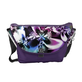 Rainbow Metallic Fractal Flower Messenger Bag